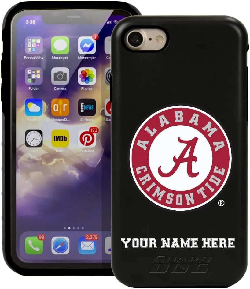 Guard Dog Case Compatible with iPhone 7/8/SE - Military Grade - Rugged Two Piece Protection - Collegiate Licensed - Alabama Crimson Tide - Personalized