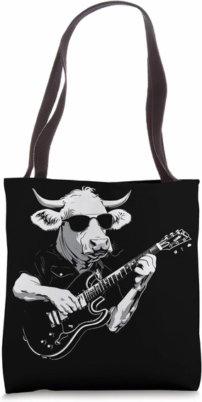 Guitarist Guitar - Cow Farmer Breeder Red Poll Cattle Tote Bag