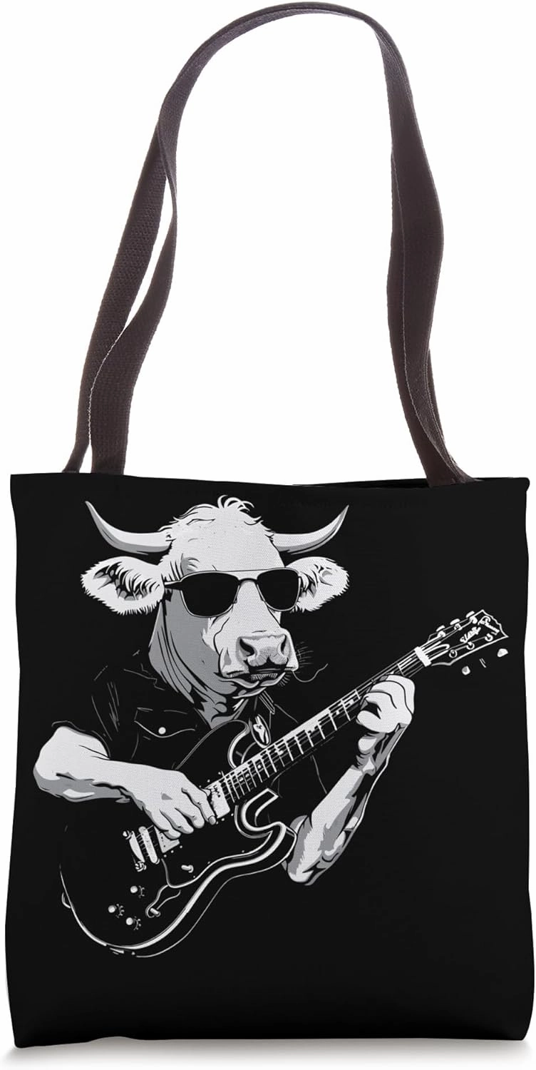 Guitarist Guitar - Cow Farmer Breeder Red Poll Cattle Tote Bag