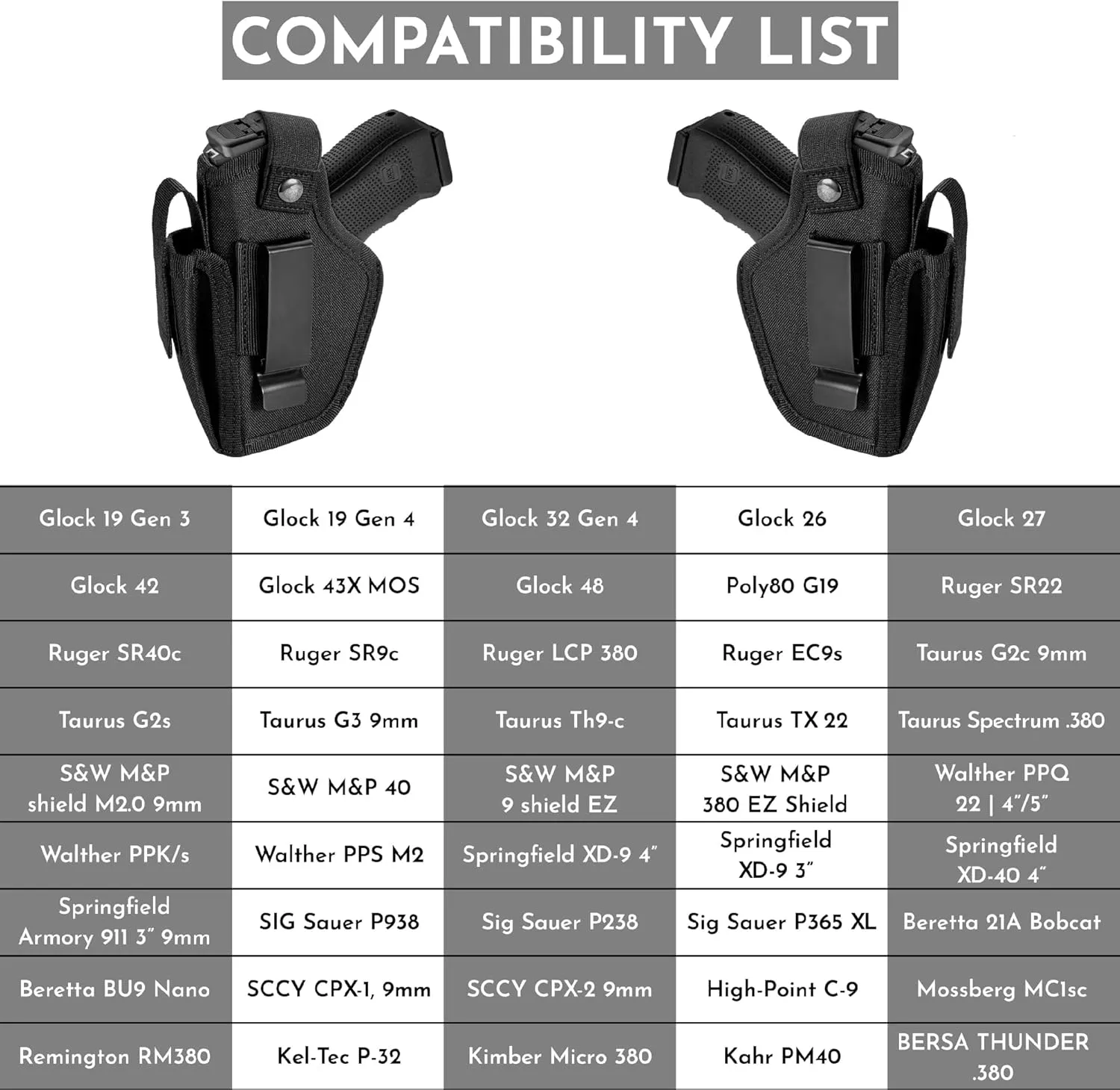 Gun Holsters for Men/Women, 380 Holster for Pistols, Universal Airsoft Right/Left, IWB/OWB 9mm Holsters for Concealed Carry, Fits Glock, M&P Shield & Similar Handgun