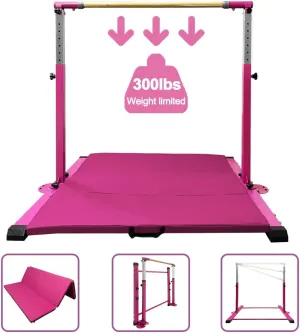 Gymnastics Kip Bar for Home Indoor Training,Horizontal Bar for Kids Girls Junior,Adjustable Arms from 3' - 5' Gym Equipment,1-4 Levels,300lbs Weight Capacity