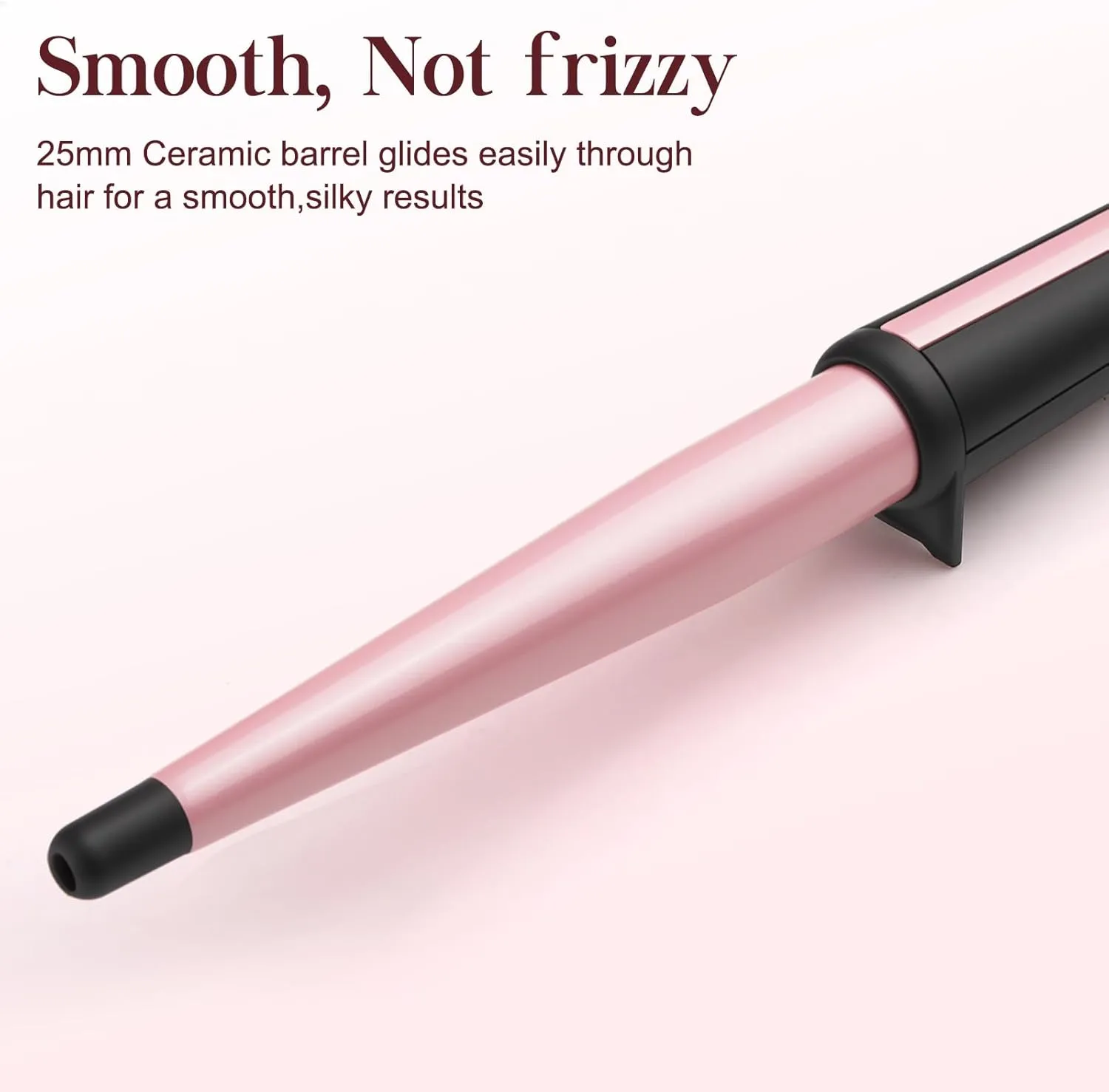 Hair Curling Wand, 0.5-1Inch Tapered Curling Iron, Professional Ceramic Hair Curler Wand with Heat-Resistant Glove, Dual Voltage (Pink)
