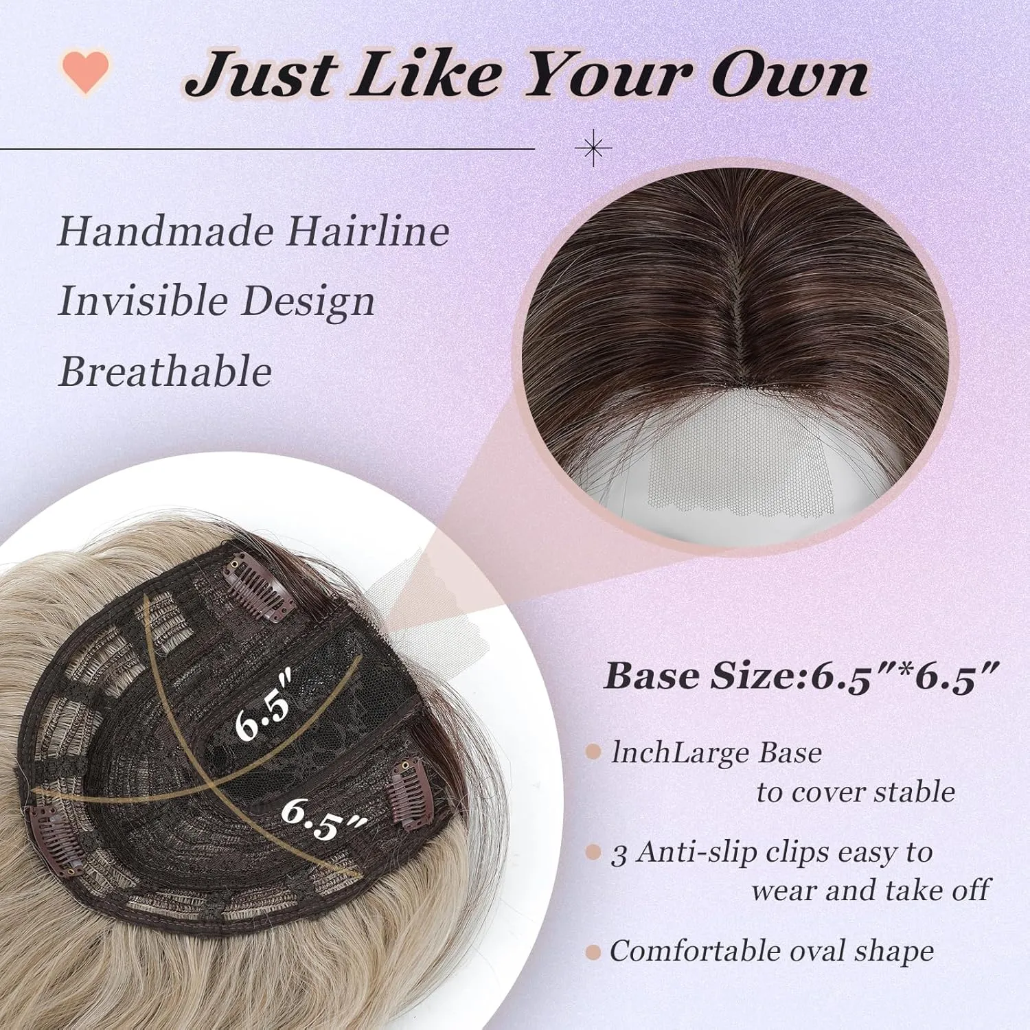 Hair Toppers for Women, 20 Inch Long Curly Wavy Hair Topper 360° 3D French Clip in Bangs (Ash Blonde Mix Highlights with Light Brown Root, Side Bangs)
