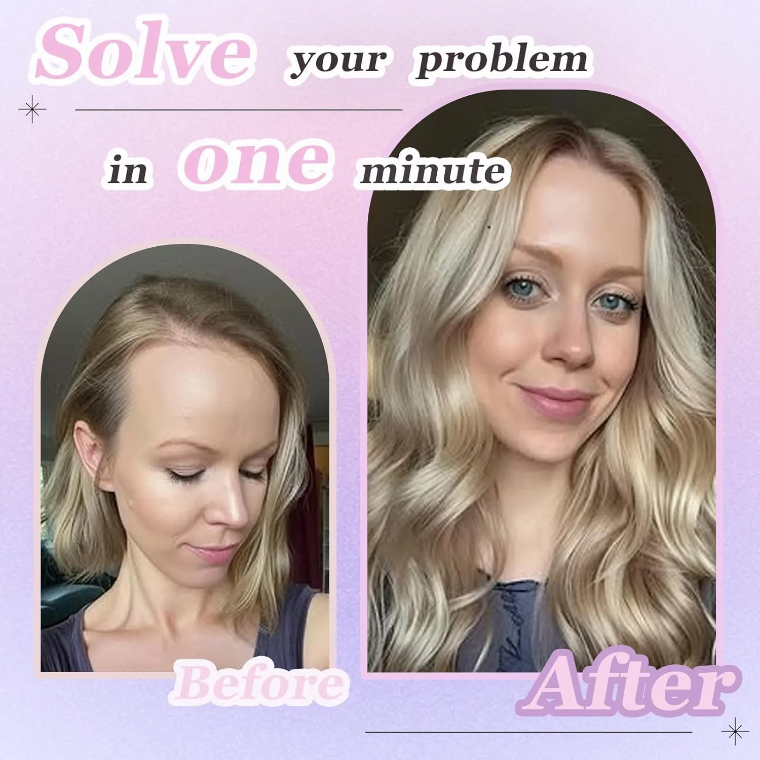 Hair Toppers for Women, 20 Inch Long Curly Wavy Hair Topper 360° 3D French Clip in Bangs (Ash Blonde Mix Highlights with Light Brown Root, Side Bangs)