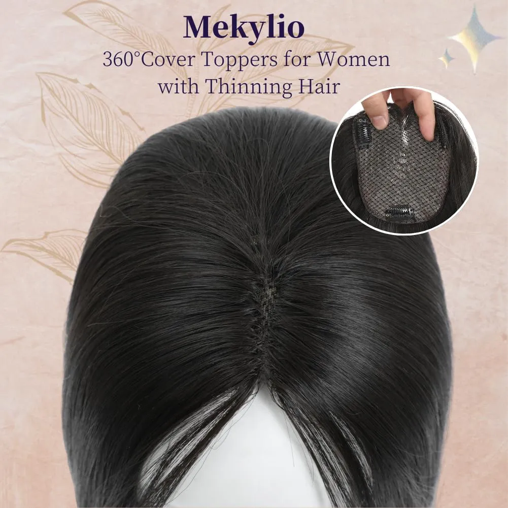 Hair Toppers for Women clip in bangs Large Base Toppers for Women with Thinning Hair Clip Ins Fake Bangs Perfect Solution for Thinning-hair and Stylish Upgrade