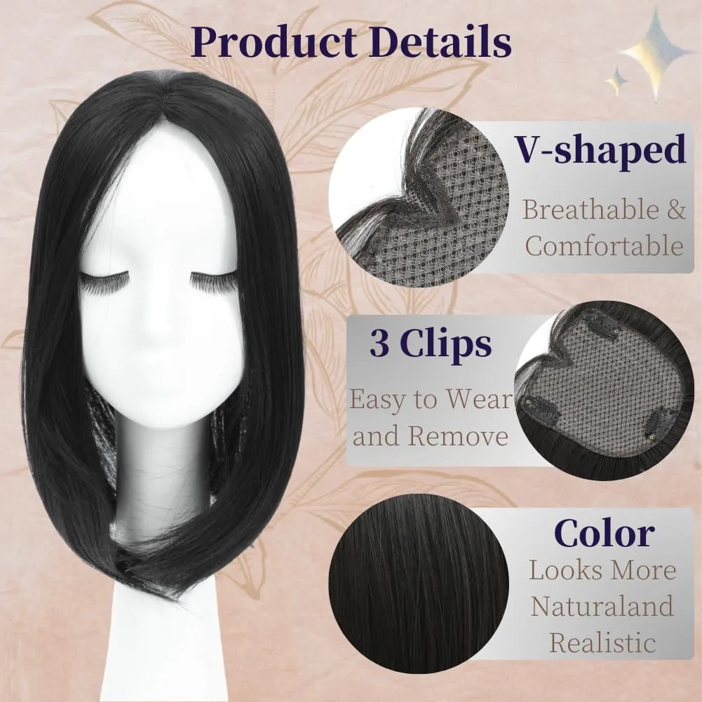 Hair Toppers for Women clip in bangs Large Base Toppers for Women with Thinning Hair Clip Ins Fake Bangs Perfect Solution for Thinning-hair and Stylish Upgrade