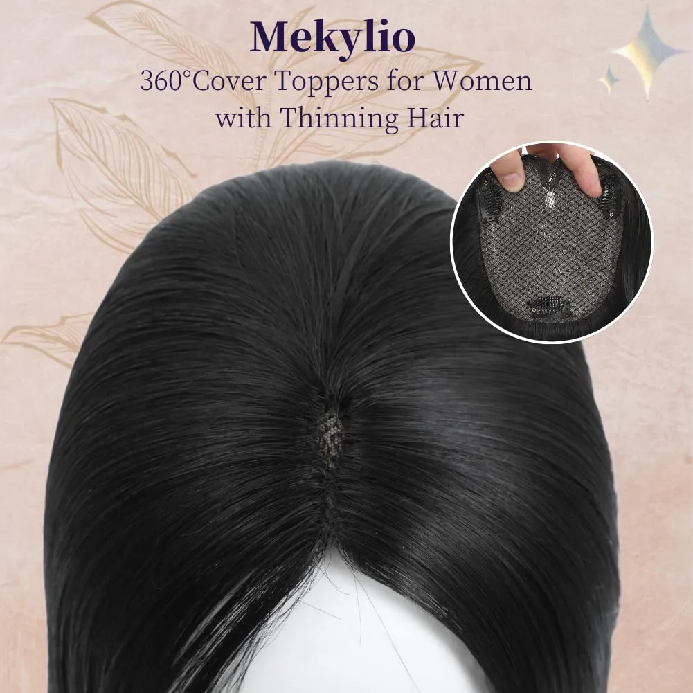 Hair Toppers for Women clip in bangs Large Base Toppers for Women with Thinning Hair Clip Ins Fake Bangs Perfect Solution for Thinning-hair and Stylish Upgrade