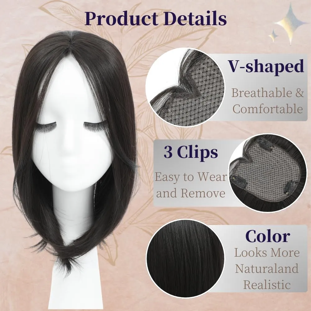 Hair Toppers for Women clip in bangs Large Base Toppers for Women with Thinning Hair Clip Ins Fake Bangs Perfect Solution for Thinning-hair and Stylish Upgrade
