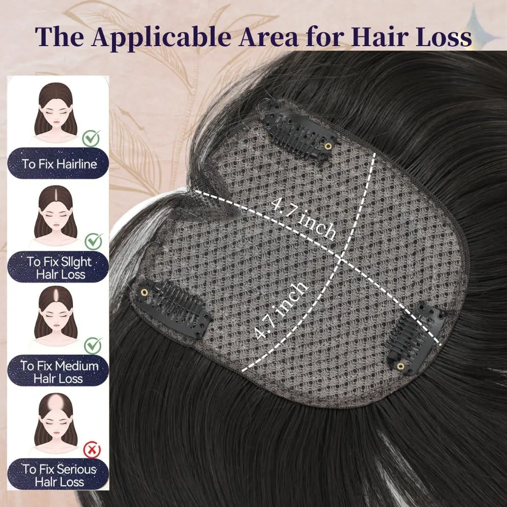 Hair Toppers for Women clip in bangs Large Base Toppers for Women with Thinning Hair Clip Ins Fake Bangs Perfect Solution for Thinning-hair and Stylish Upgrade