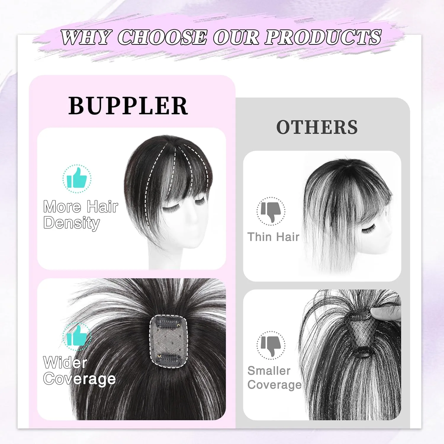 Hair Toppers for Women Real Human Hair-360°3D Topper with Bangs for Thinning Hair Clip in Bangs with Upgraded Silk Base Perfect for Daily Wear,4×6 Brown Black