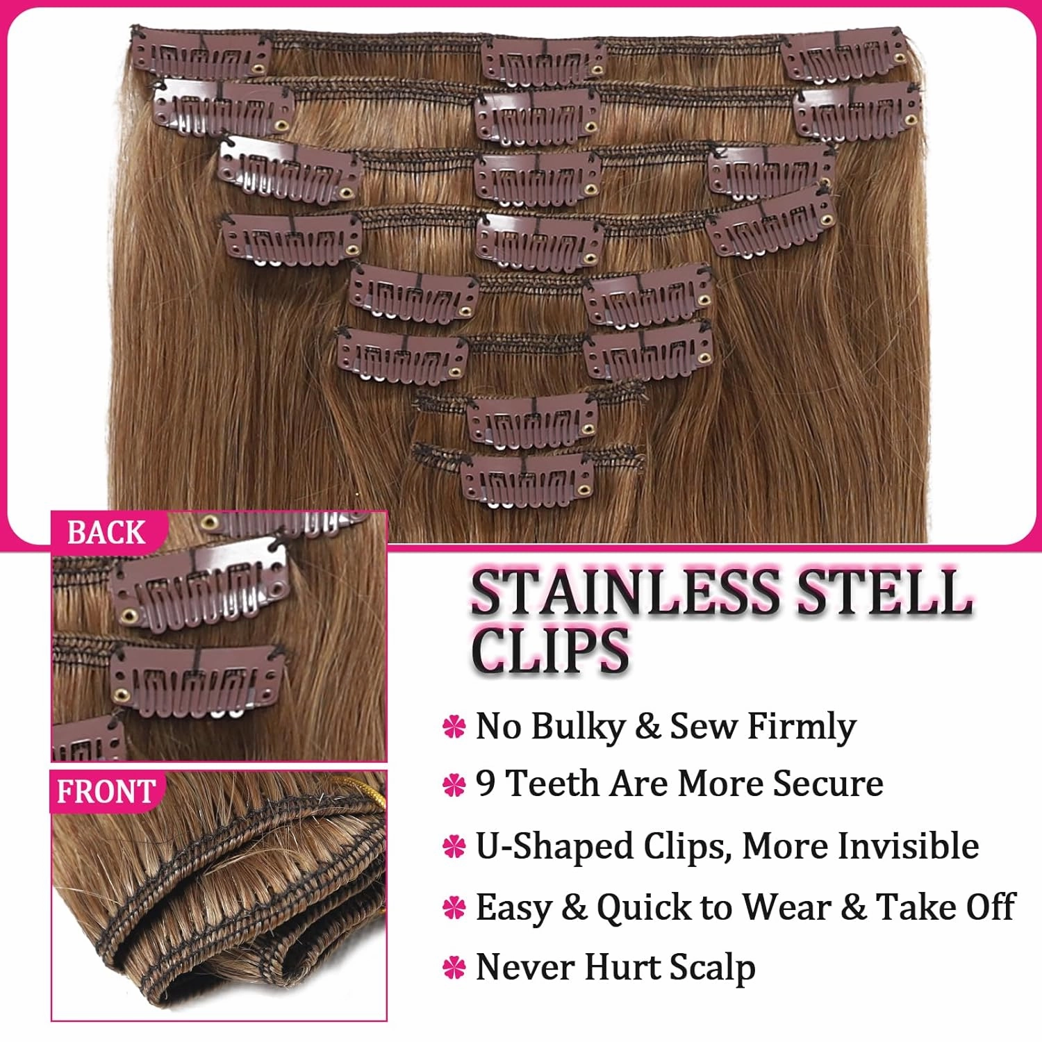 Hair Extensions Real Human Hair, 110g Honey Blonde Clip in Hair Extensions Real Human Hair Clip Ins 8pcs 18clips Invisible Soft Extensions Clip in Human Hair Black Women for Full Head