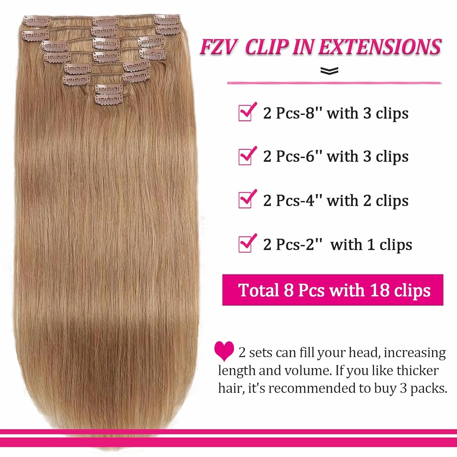 Hair Extensions Real Human Hair, 110g Honey Blonde Clip in Hair Extensions Real Human Hair Clip Ins 8pcs 18clips Invisible Soft Extensions Clip in Human Hair Black Women for Full Head