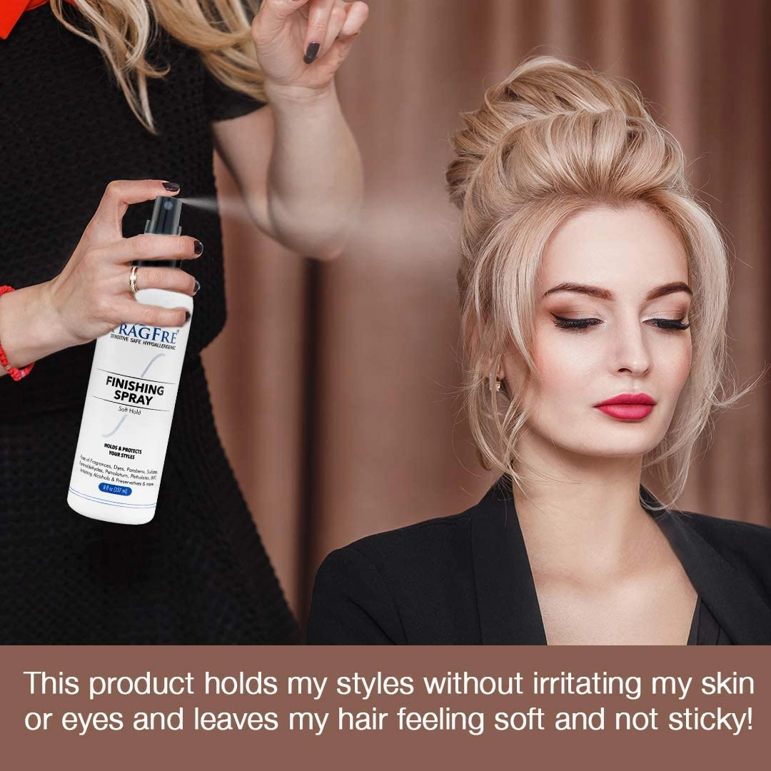 Hair Finishing Spray 8 oz - Flexible Soft Hold - Hair Spray for Sensitive Skin - Fragrance Free Hypoallergenic Parabens Free - Non Irritating Quick Dry Denatured Alcohol - Gluten Free Vegan