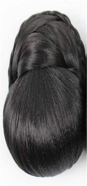 Hair Three Colors Available Braided Clip In Hair Bun,hair bun Hair Piece Donut Roller Bun Hair Piece Long 14Cm Natural Black
