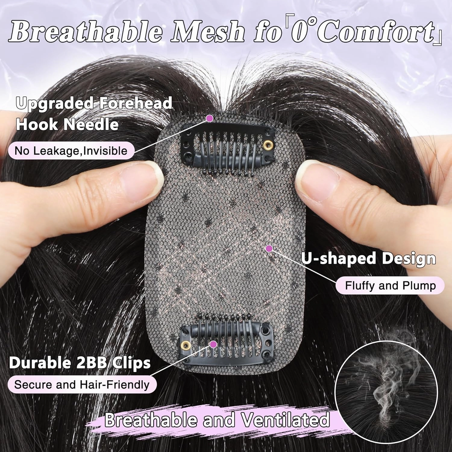 Hair Toppers for Women Real Human Hair-360°3D Topper with Bangs for Thinning Hair Clip in Bangs with Upgraded Silk Base Perfect for Daily Wear,5×10 Brown Black-1B