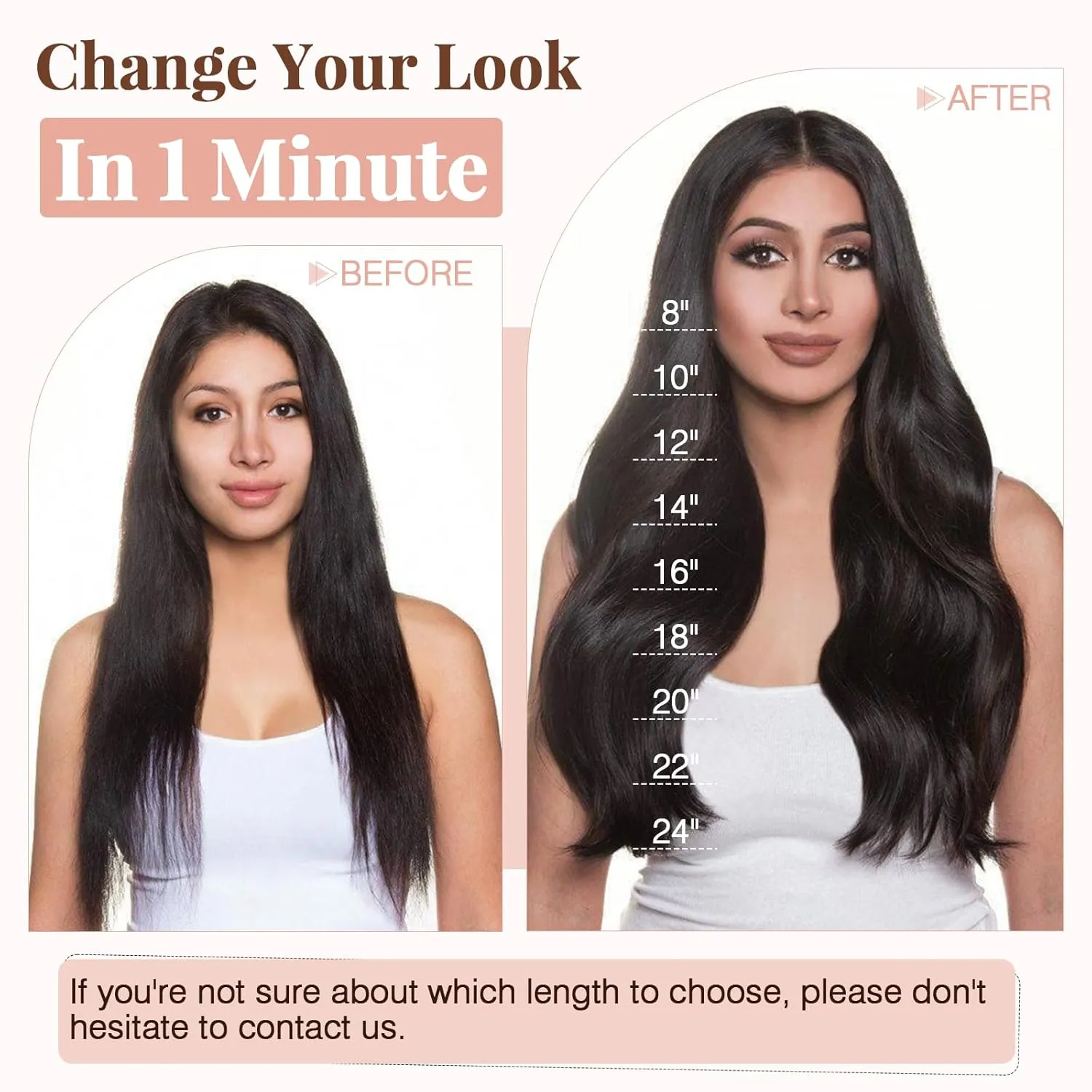 Hairro 20 Inch Clip in Hair Extensions 100% Human Hair Thin Blondish Brown 8 Pcs 18 Clips 70g Standard Weft Straight Clip on Human Hairpieces for Women Beauty
