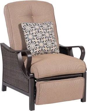 Hanover Ventura Outdoor Recliner in Tan, Outdoor Recliner Chair for Porch, Deck, Pool, Lounge Chairs for Outside Seating