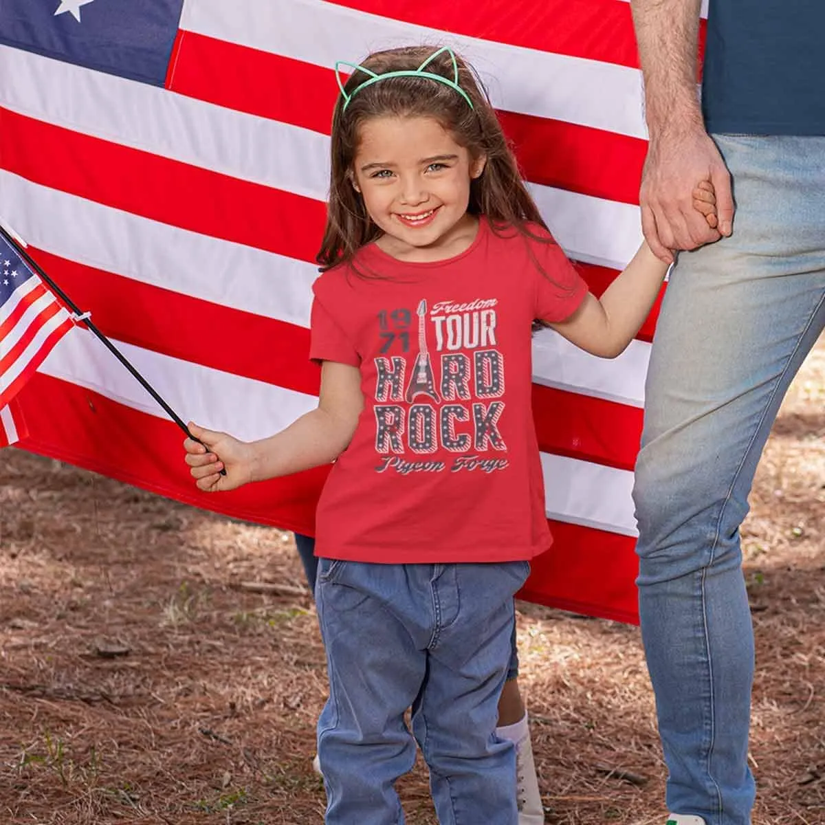 Hard Rock Youth Kids Unisex Americana Freedom Tour Tee Red