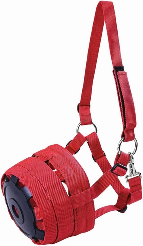 Harrison Howard Horse Grazing Muzzle Feed Bag Comfortable Breathable Horse Feeder with Adjustable Strap Red Medium
