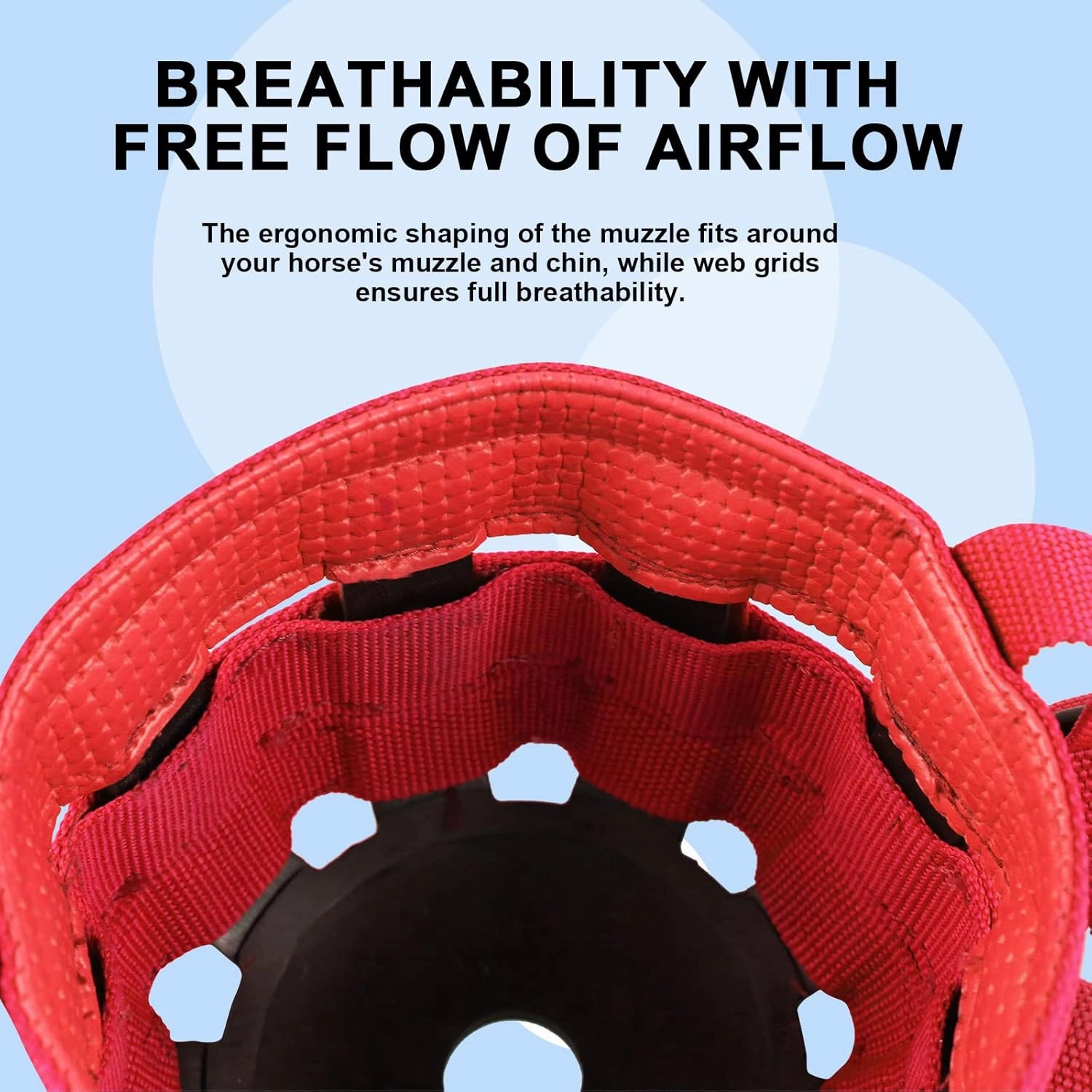 Harrison Howard Horse Grazing Muzzle Feed Bag Comfortable Breathable Horse Feeder with Adjustable Strap Red Medium