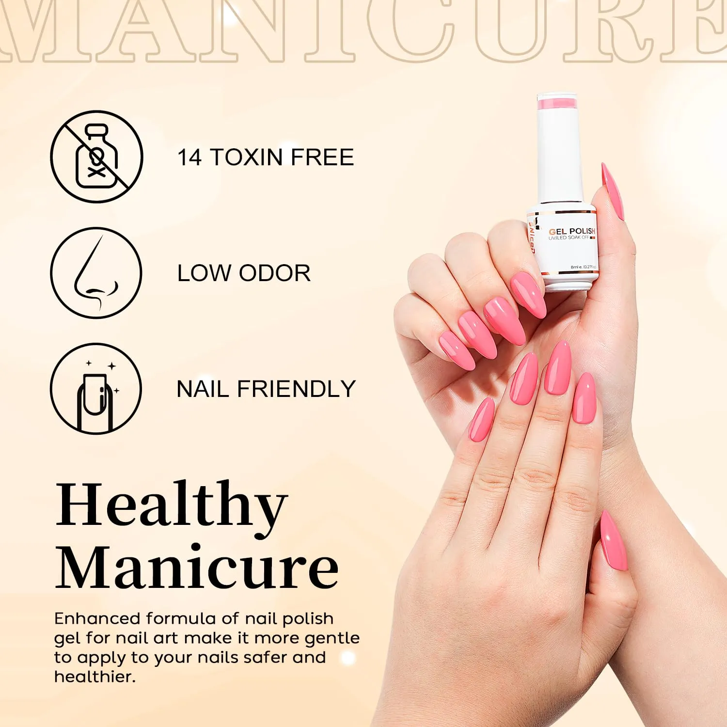 Hema Free Cruelty Free Vegan Gel Nail Polish 6 Pcs 8ml Pink Red Burnt Orange Blue Color Soak Off LED U V Gel Nail Kit Manicure