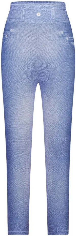 HGps8w Women's Denim Print Fake Jeans Super High Waisted Stretchy Slim Fitted Leggings Casual Skinny Yoga Pants