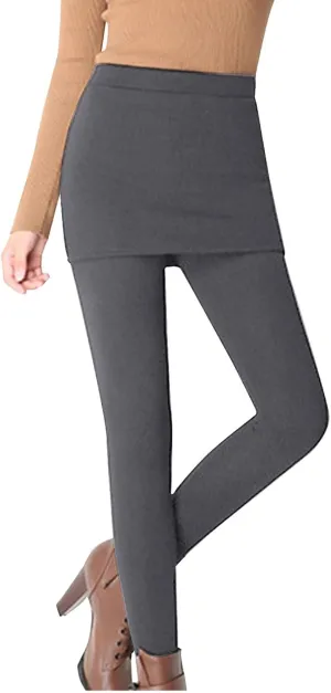 HGps8w Women's Sherpa Fleece Lined Skirted Thermal Tights, Winter Warm Active Golf Tennis Leggings with Skirt