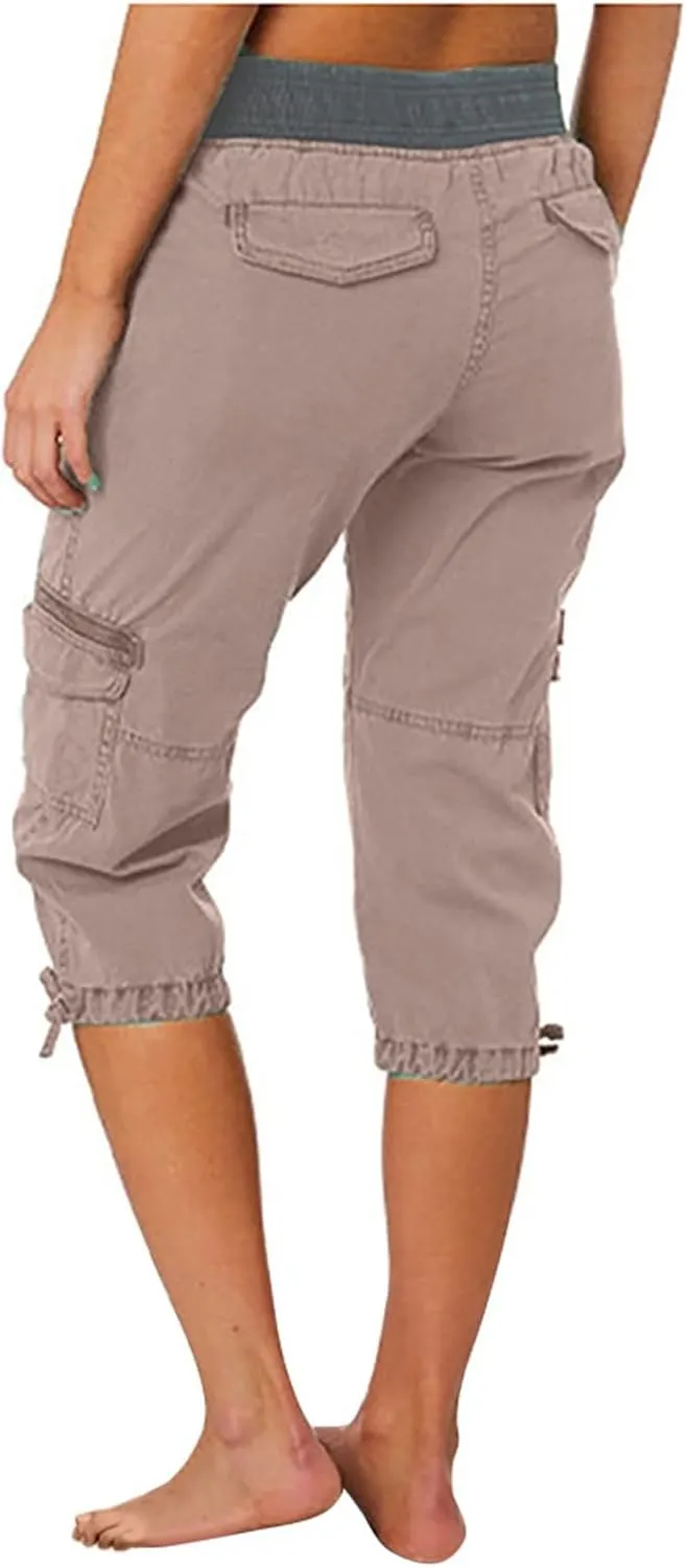 Hiking Capris for Women Lightweight Quick Dry Cargo Capri Travel Pants Women Casual Fashion Capris with Pockets
