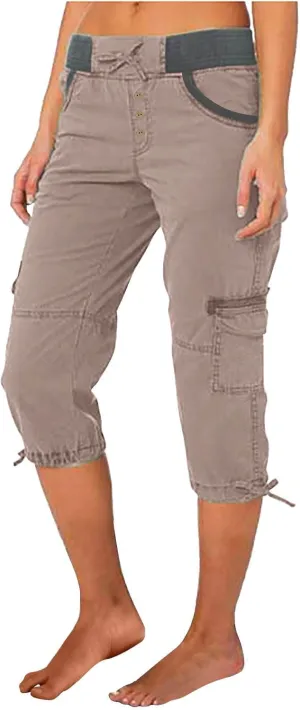 Hiking Capris for Women Lightweight Quick Dry Cargo Capri Travel Pants Women Casual Fashion Capris with Pockets