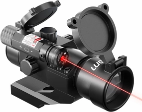 Hiram 1X30 4 MOA Green Red Dot Sight for Rifles with Laser, Picatinny Cantilever PEPR Mount