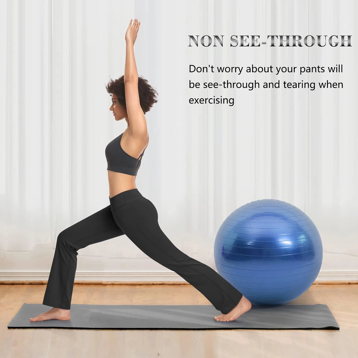 HISKYWIN Inner Pocket Yoga Pants 4 Way Stretch Tummy Control Workout Running Pants, Long Bootleg Flare Pants