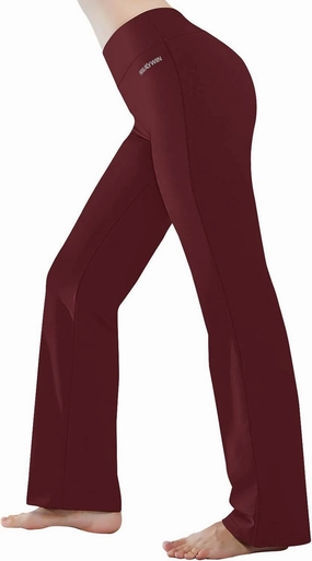 HISKYWIN Inner Pocket Yoga Pants 4 Way Stretch Tummy Control Workout Running Pants, Long Bootleg Flare Pants
