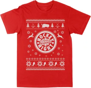 Hockey Night in Canada Christmas Pine 2024 Red Small T-Shirt