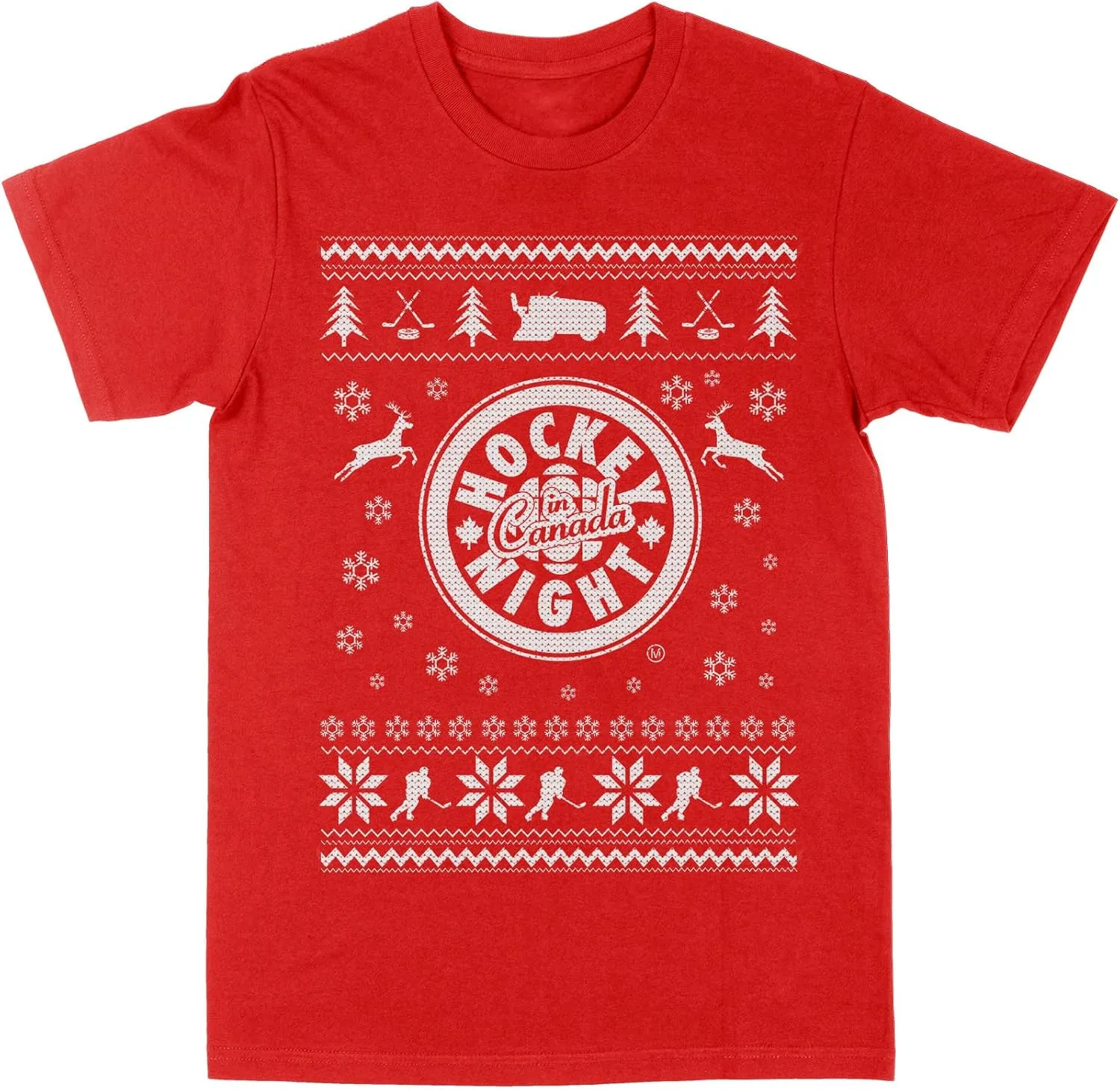 Hockey Night in Canada Christmas Pine 2024 Red Small T-Shirt