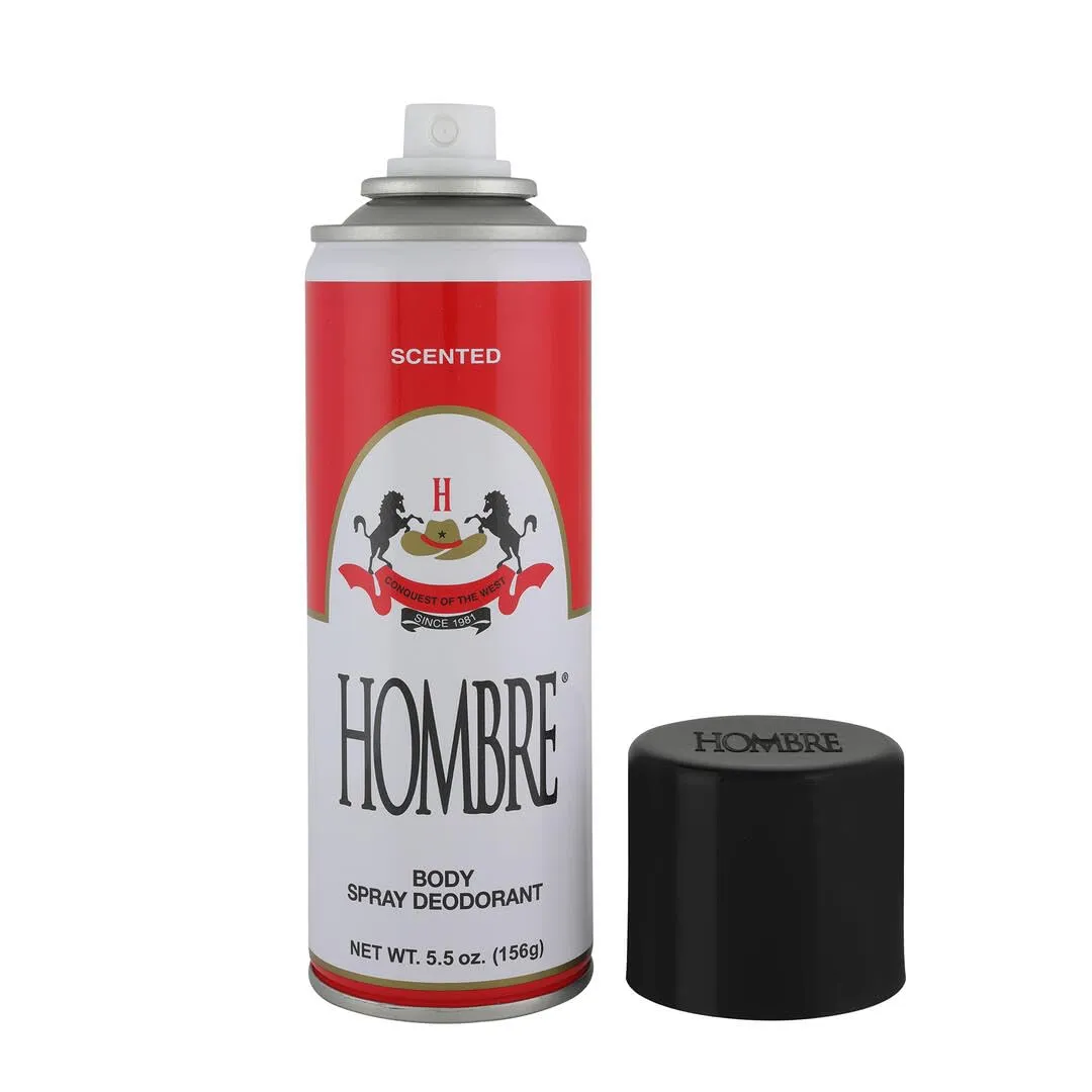 Hombre Red Deodorant Body Spray Classic for Men 5.5oz-156g (6 Pack)