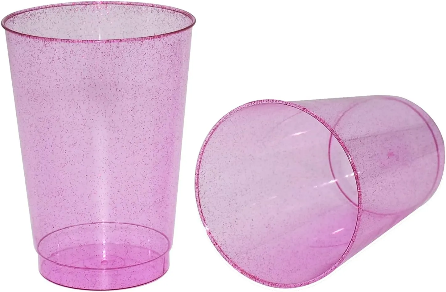 Homy Feel 12 Oz Pink Glitter Plastic Cups 50PCS,Disposable Cocktail Cups,Plastic Wine,Plastic Cups,Drink Cups for Wedding Party, Valentine's Day Supplies