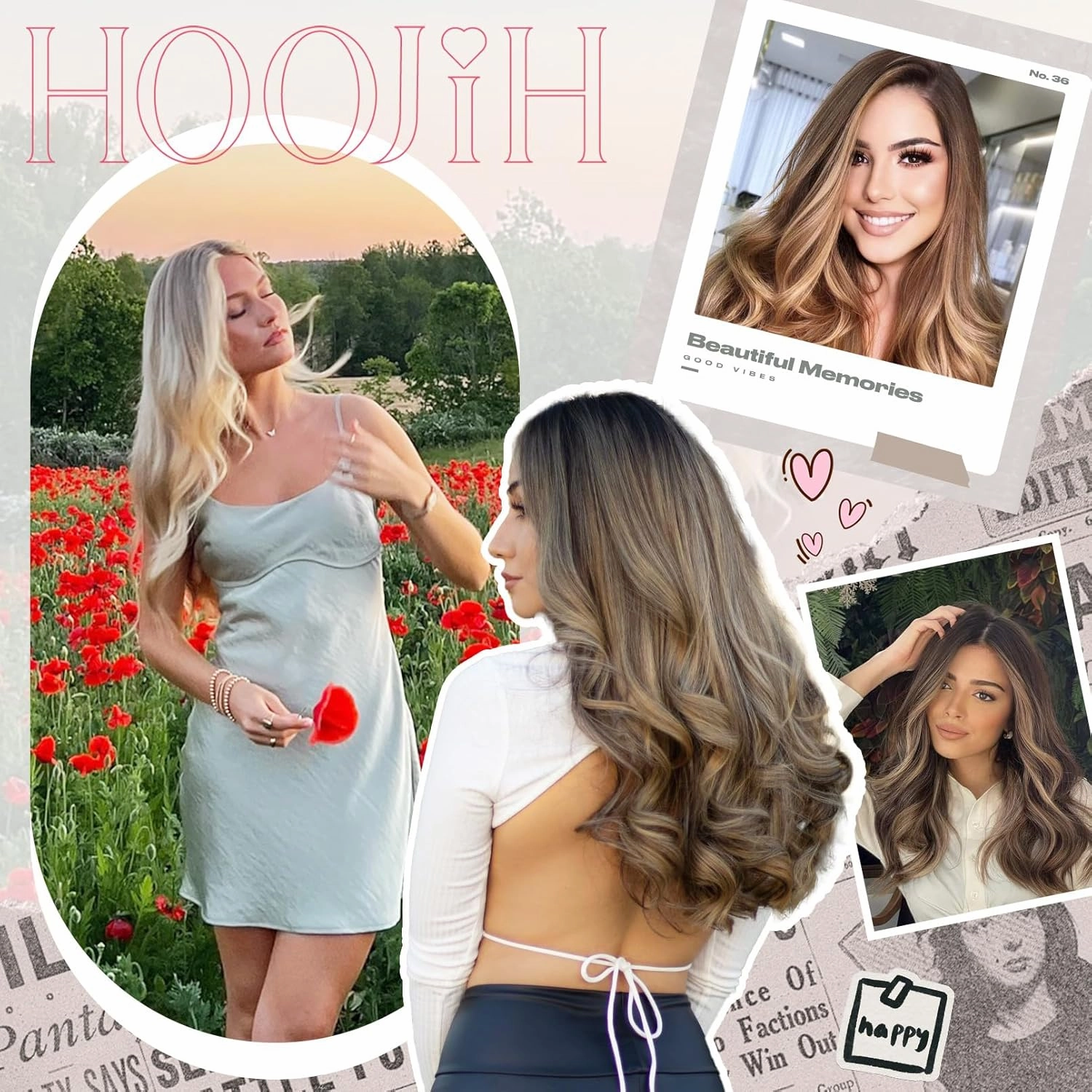 HOOJIH Clip in Hair Extensions 4PCS 14" Short Curly Clip on Hair Extensions Invisible Lace Weft Natural Soft Hairpieces for Women - Dark Chocolate Brown