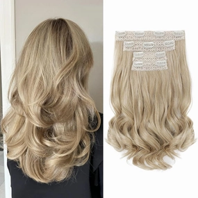 HOOJIH Clip in Hair Extensions 4PCS 14" Short Curly Clip on Hair Extensions Invisible Lace Weft Natural Soft Hairpieces for Women - Dark Chocolate Brown