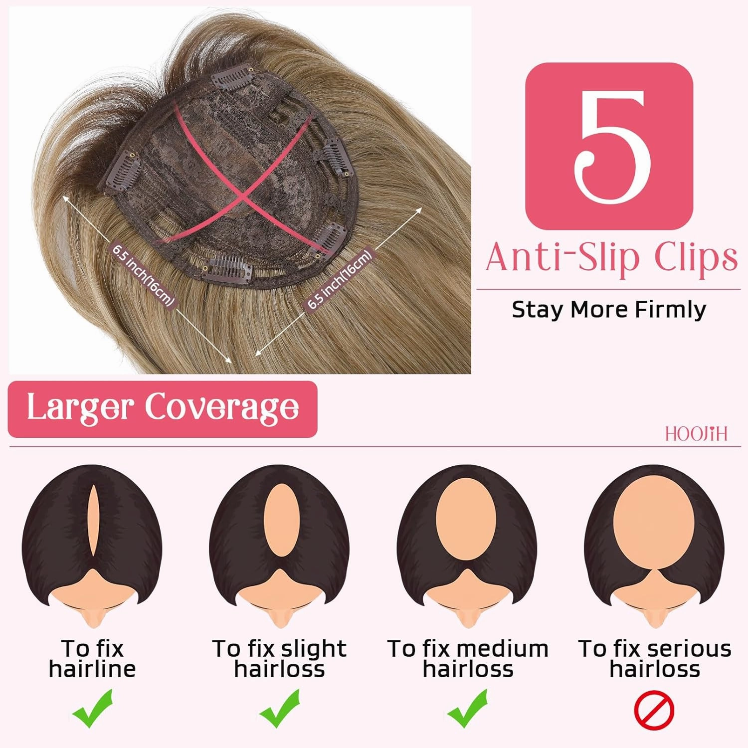 HOOJIH Hair Topper - Short Layered Wig with Bangs for Women with Thinning Hair, 14 Inch Slightly Curled Ends - Synthetic Fiber, Ombre Ash Blonde with Dark Root
