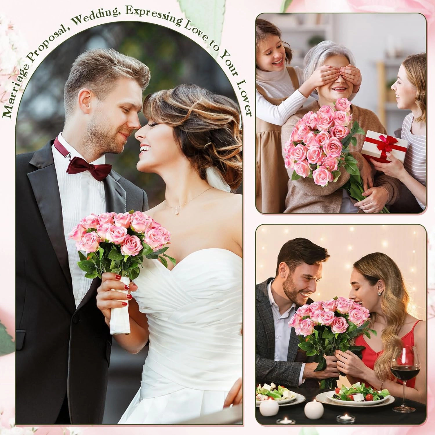 Hotop 20 Pcs Artificial Rose Flowers with Long Stem,Real Touch Silk Realistic Plastic Bouquet Roses Bulk for Home Decor Bridal Wedding Party Table Centerpieces Decorations(Rose Red)