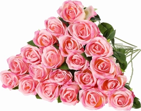 Hotop 20 Pcs Artificial Rose Flowers with Long Stem,Real Touch Silk Realistic Plastic Bouquet Roses Bulk for Home Decor Bridal Wedding Party Table Centerpieces Decorations(Rose Red)