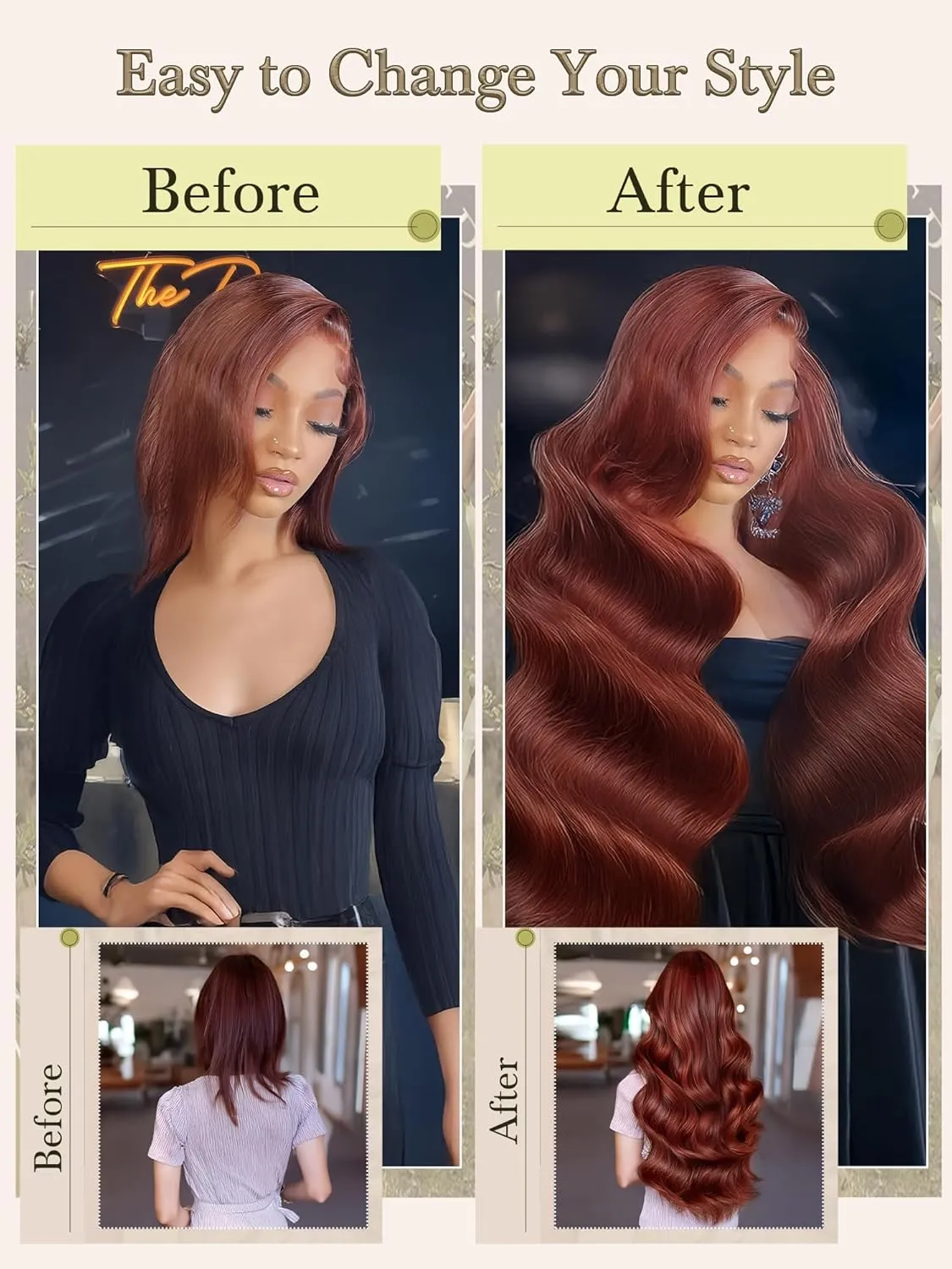 Human Hair Bundles 4 Bundles 16 18 20 22 Inch Hair Extensions Reddish Brown Copper Red Body Wave Bundle Human Hair 100% Unprocessed Brazilian Virgin Hair Quick Weave Bundle human hair L4