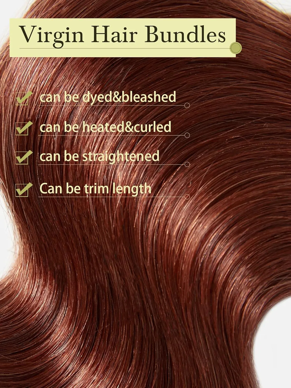 Human Hair Bundles 4 Bundles 16 18 20 22 Inch Hair Extensions Reddish Brown Copper Red Body Wave Bundle Human Hair 100% Unprocessed Brazilian Virgin Hair Quick Weave Bundle human hair L4
