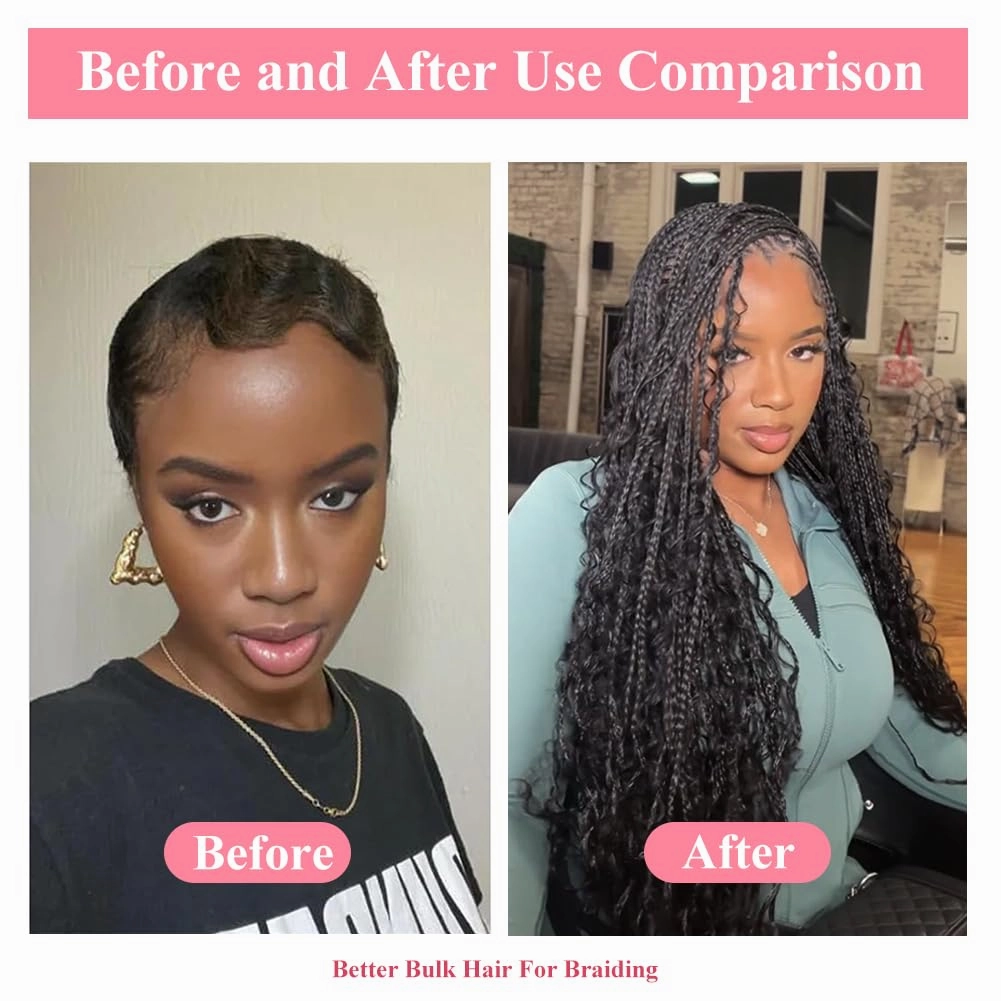 Human Braiding Hair Deep Wave Bulk Human Hair for Braiding 1 Bundle No Weft 10A Brazilian Virgin Curly Human Hair Extensions for Boho Braids Wet and Wavy Human Hair Braiding Hair 50g(26 inch)