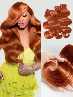 Human Hair Bundles 4 Bundles 12 14 16 18 Inch Hair Extensions Ginger Orange Body Wave Bundles Human Hair 100% Unprocessed Brazilian Virgin Hiar Quick Weave 350