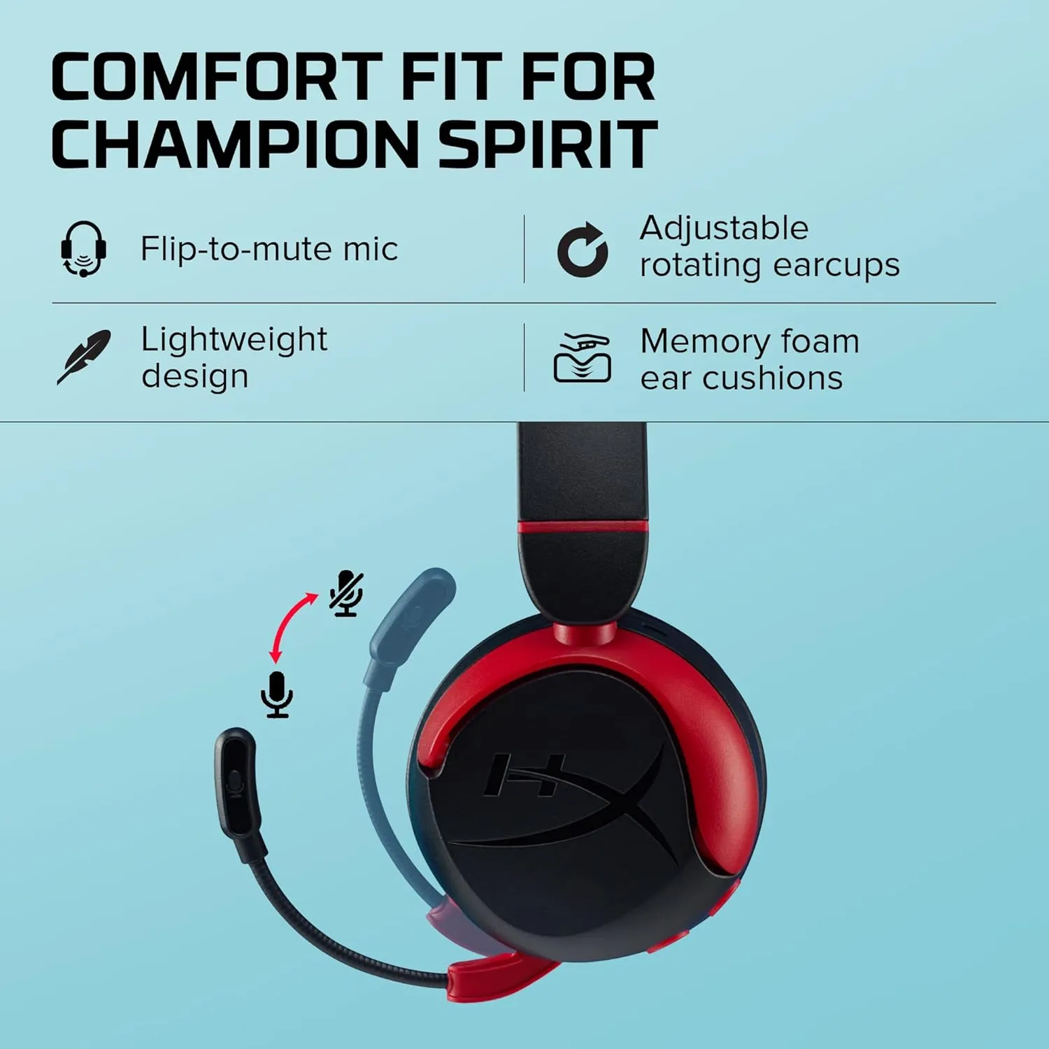 HyperX CloudX Stinger 2 Core - Gaming Headset for Xbox, Lightweight Over-Ear headsets with mic, Swivel-to-Mute Function, 40mm Drivers - Black