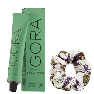 Igora Zero AMM 5-88 Light Brown Red Extra Hair Color | Igora Royal No Ammonia Permanent Color Creme Hair Dye 2.1 oz and Goomee Scrunchie (Bundle)