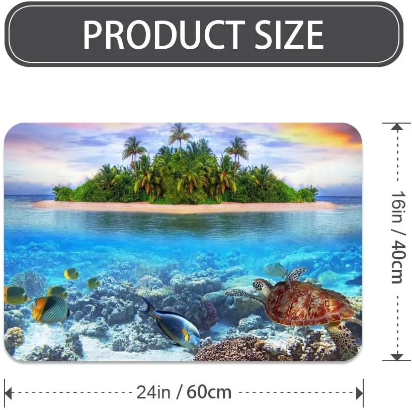 IMAYONDIA Diatomaceous Earth Bath Mat,Beaches and Underwater Parks Soft Wrinkle Free Bathroom Floor Rugs Non-Slip Volume Super Absorbent Fast Drying for Bathroom Kitchen Door mat (40cm×60cm)