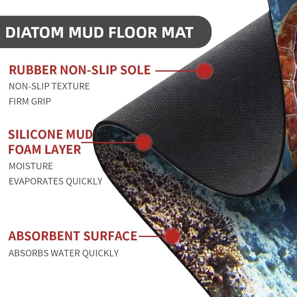 IMAYONDIA Diatomaceous Earth Bath Mat,Beaches and Underwater Parks Soft Wrinkle Free Bathroom Floor Rugs Non-Slip Volume Super Absorbent Fast Drying for Bathroom Kitchen Door mat (40cm×60cm)