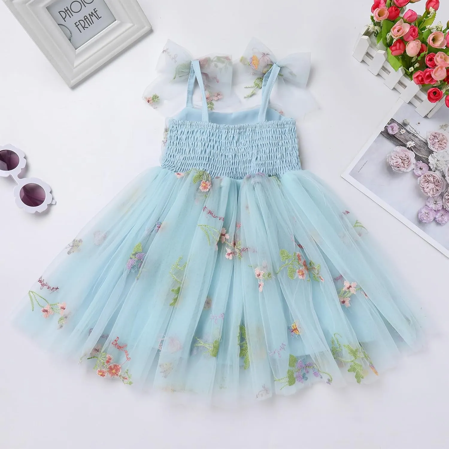 IMEKIS Toddler Baby Girl Birthday Princess Dress Shiny Confetti Boho Rainbow Cake Smash Photo Shoot Outfit for 1-6T